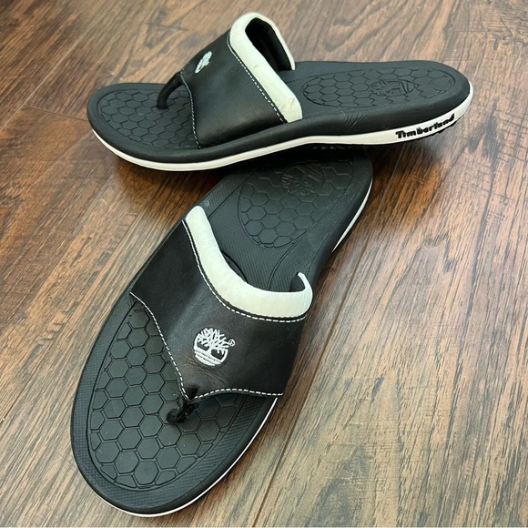Timberland Other - Timberland Black Thong Sandal Leather Flip Flops Men’s Size 7